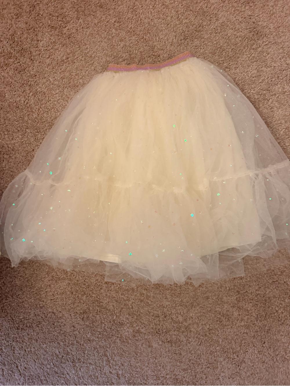Lola + The Boys Cream Tulle Skirt with Pink Waistband
